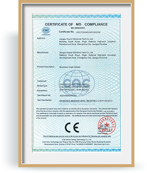 Certificat pour meuleuse d'angle sans balais filaire 1